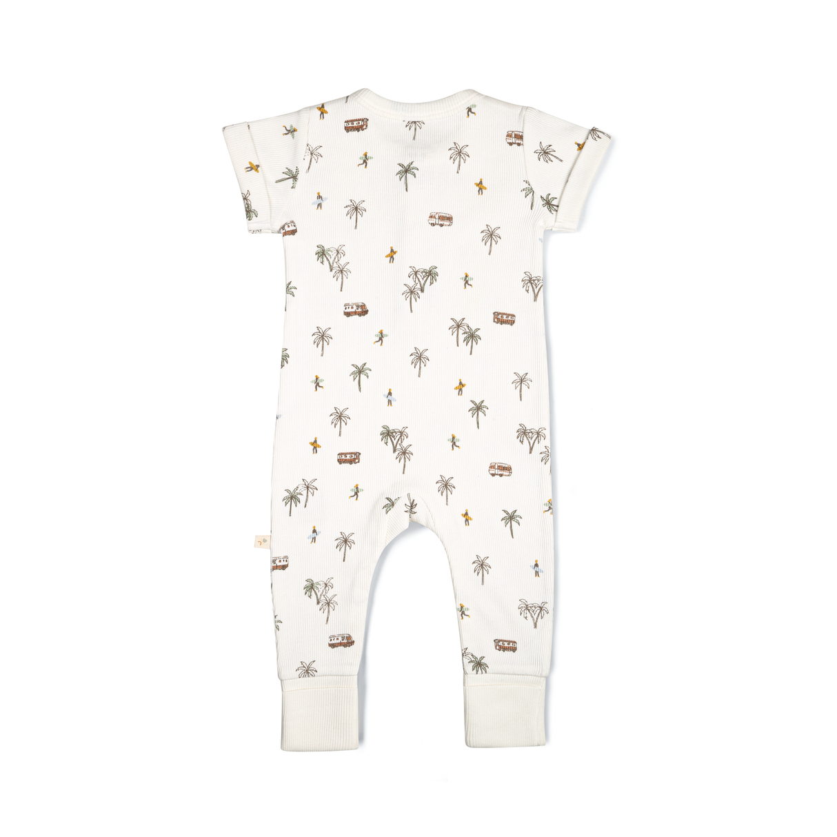 Organic Baby Short Sleeve Button Romper - Malibu