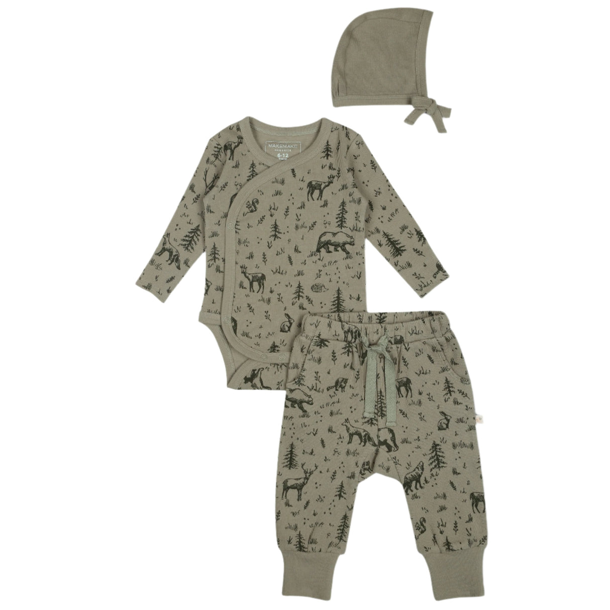 Organic Kimono Onesie & Pants Set - Forest Folk