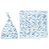 Organic Baby Swaddle Blanket & Hat - Minnow