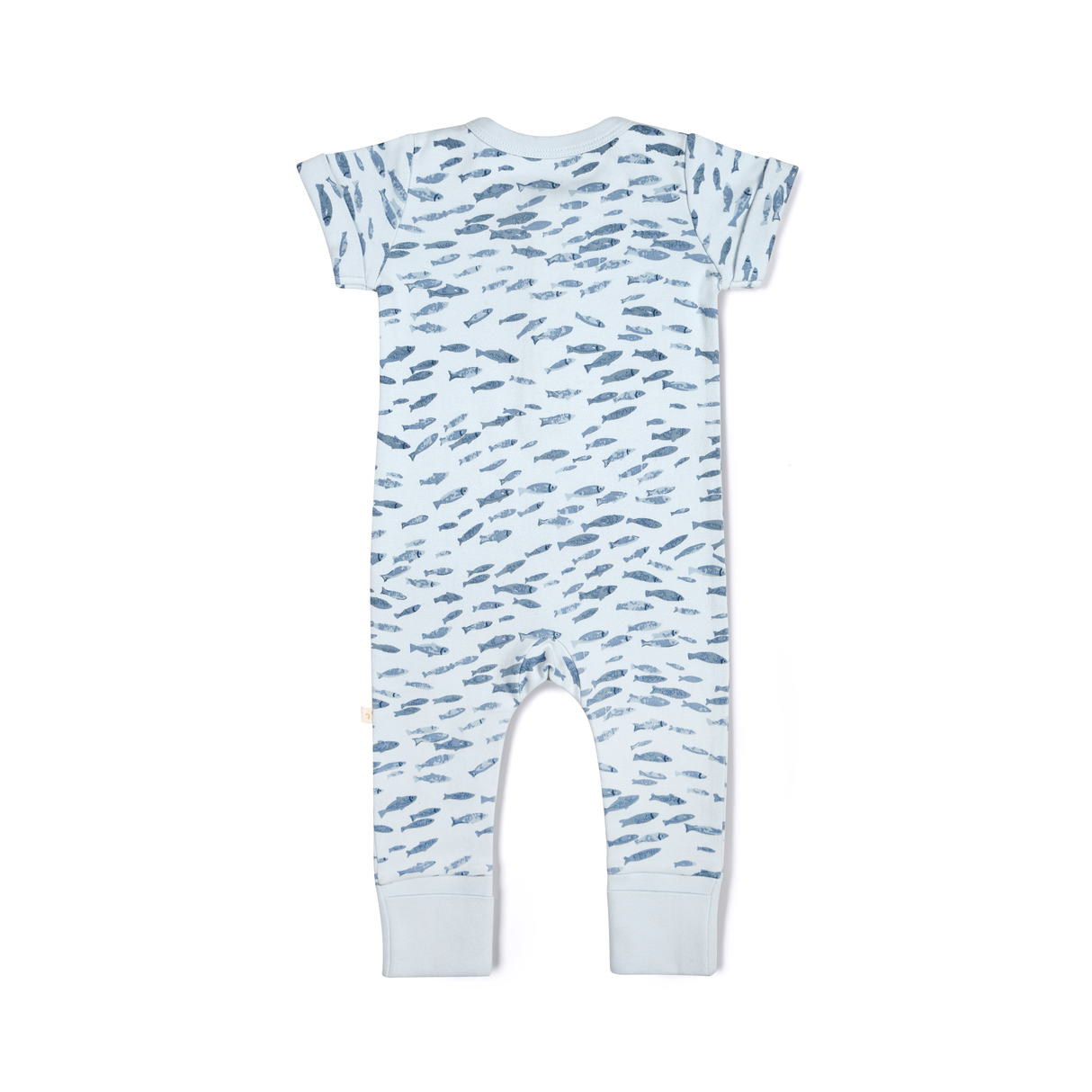 Organic Baby Short Sleeve Button Romper - Minnow