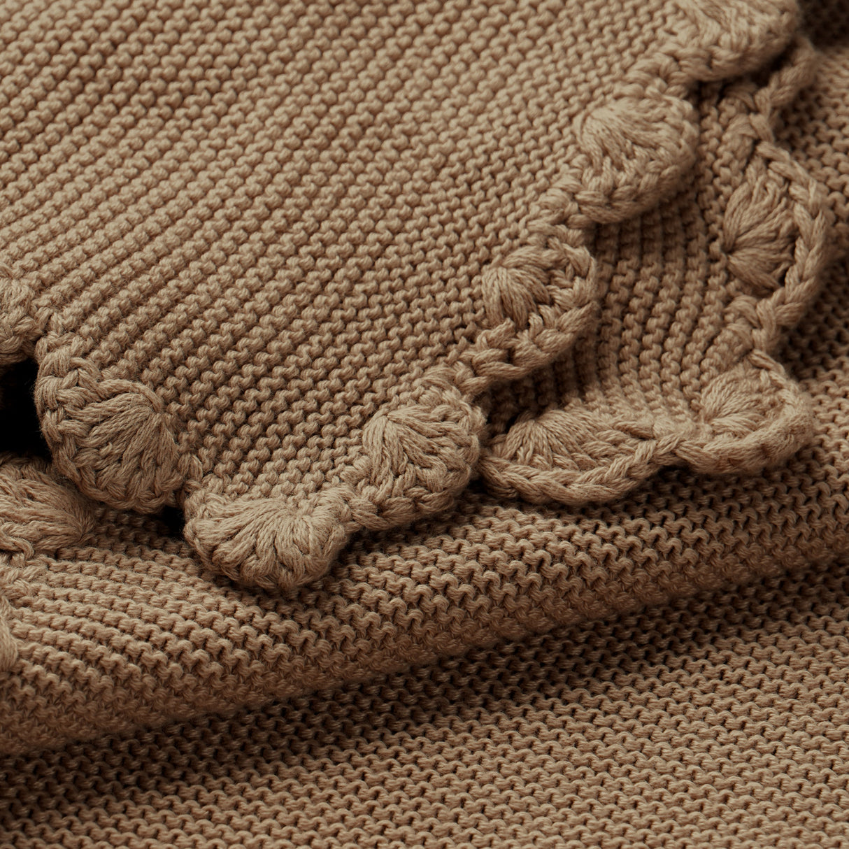 Organic Cotton Scalloped Baby Blanket - Brown