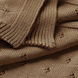 Organic Cotton Pointelle Baby Blanket - Brown