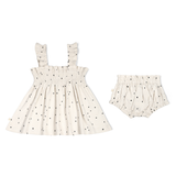 Organic Baby Girls Smocked Dress - Pixie Dots