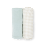 Stretch Knit Swaddle Blanket 2 Pack - Frost Green