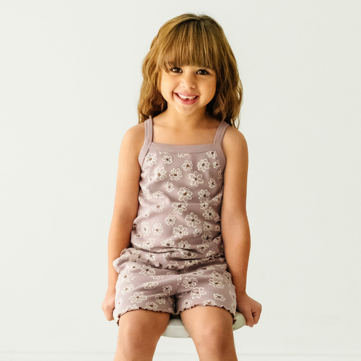 Organic Girls Spaghetti Top & Shorts Set - Daisies