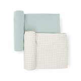 Stretch Knit Swaddle Blanket 2 Pack - Frost Green