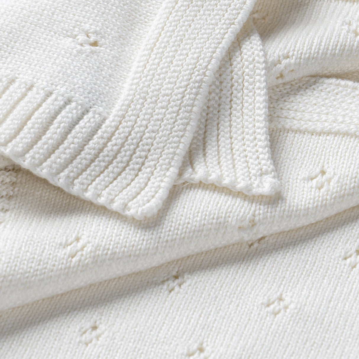 Organic Cotton Pointelle Baby Blanket - Ivory