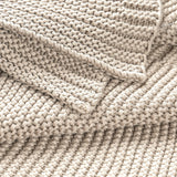 Chunky Knit Throw Blanket - Beige