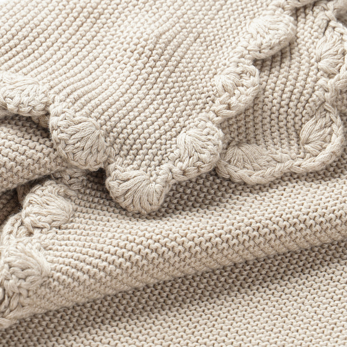 Organic Cotton Scalloped Baby Blanket - Beige