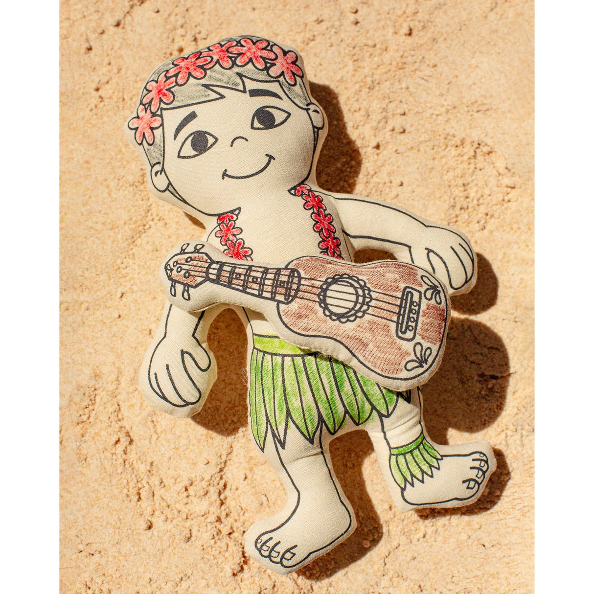 Kiboo Kids: Hula Boy with Mini Ukulele - Colorable and Washable Doll for Creative Play - HoneyBug 