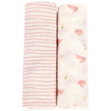 Bunny & Pink Wave Swaddle Set