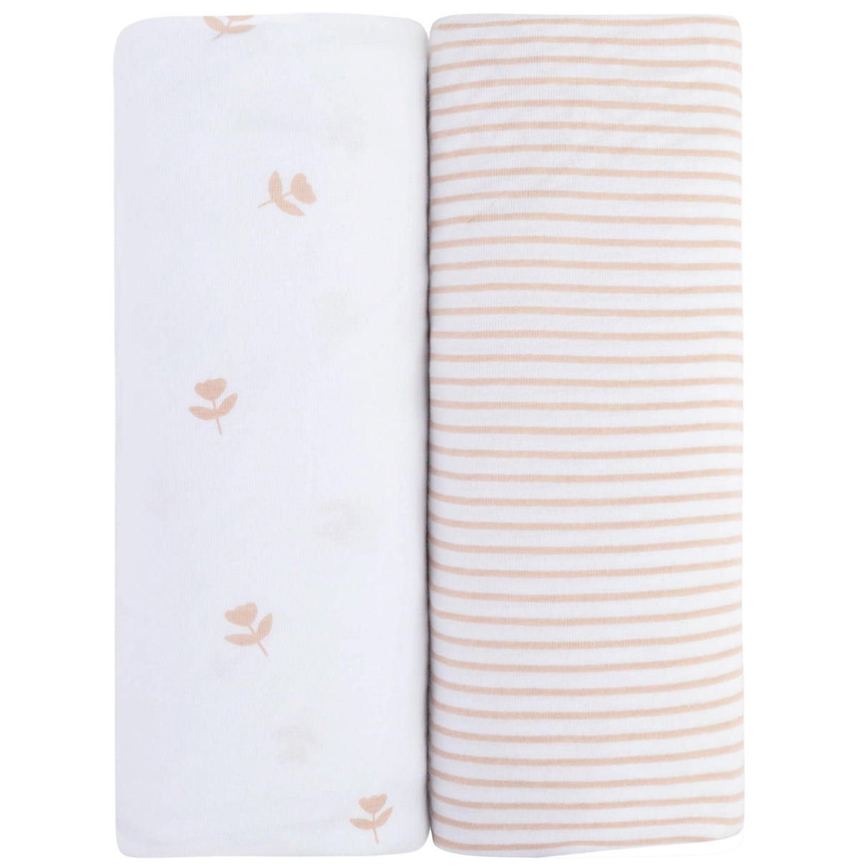 Crib Sheet Set - Mauve Tulip & Stripes - HoneyBug 