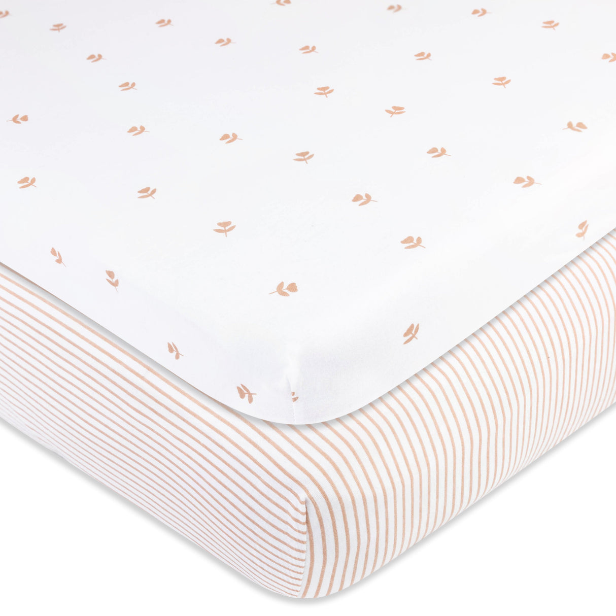 Pack N Play I Portable Crib Sheet Set - Mauve Tulip & Stripes