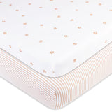 Pack N Play I Portable Crib Sheet Set - Mauve Tulip & Stripes