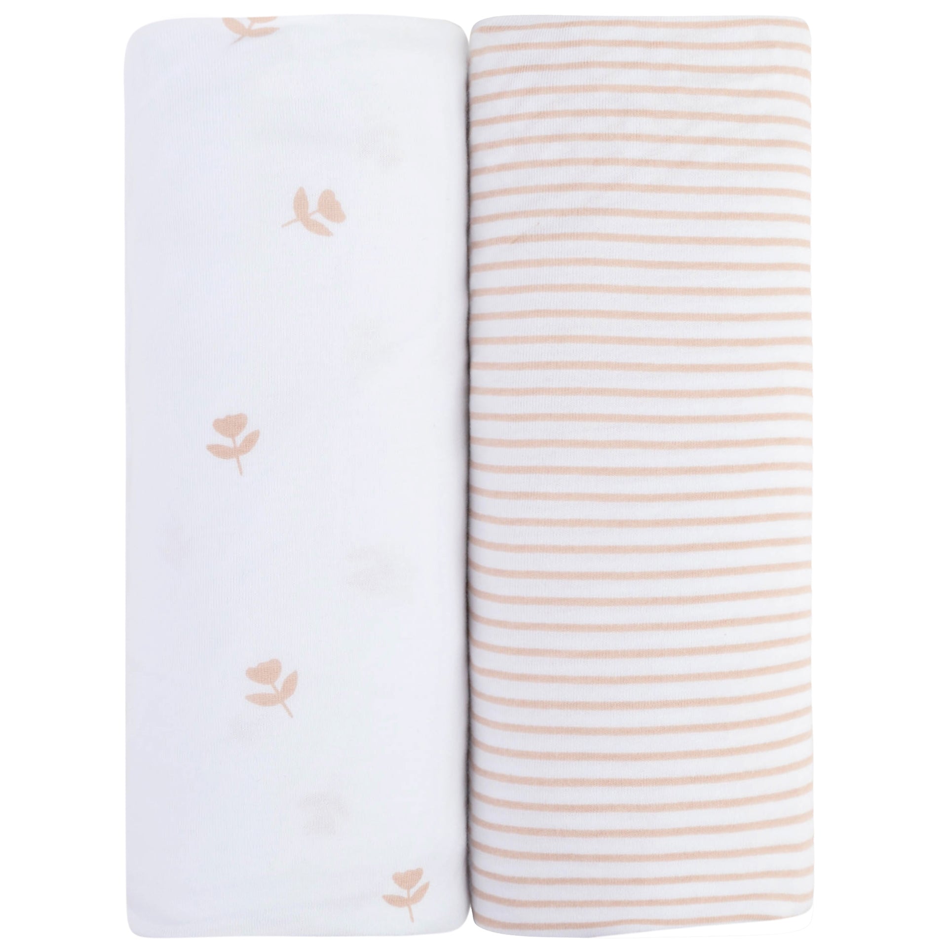 Pack N Play I Portable Crib Sheet Set - Mauve Tulip & Stripes - HoneyBug 