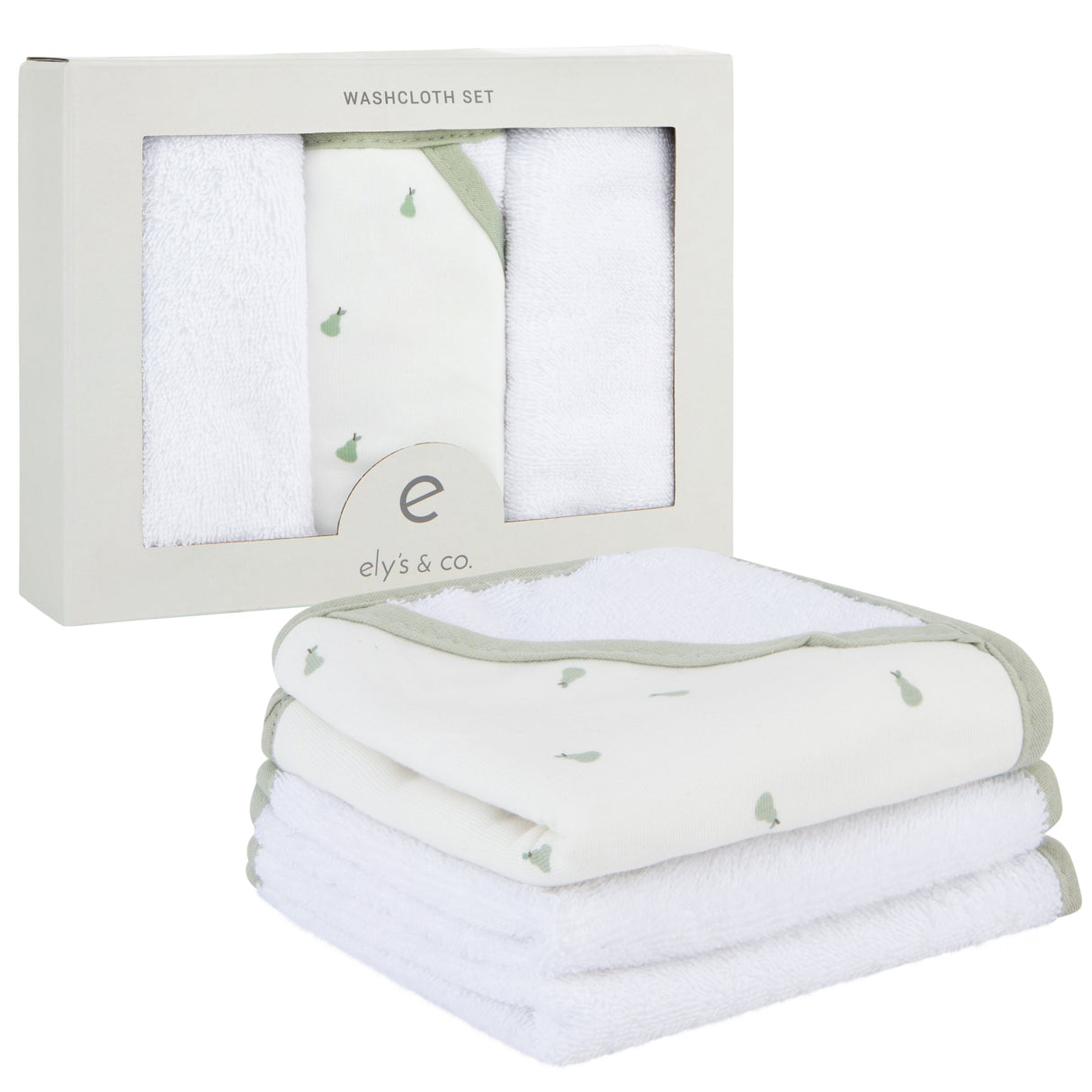 3 Pack Washcloth Set - Sage Pear