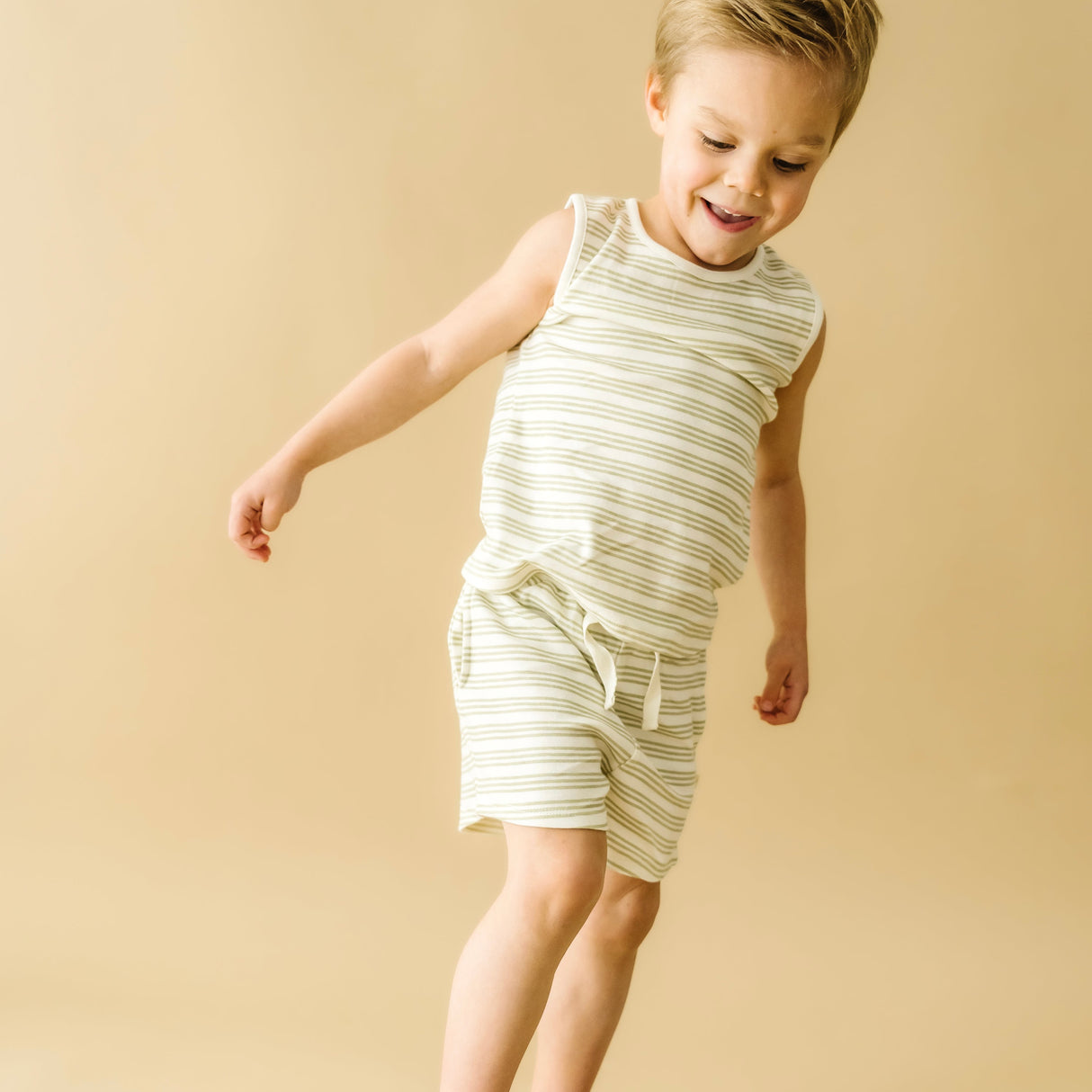 Organic Baby Toddler Tee & Shorts - Foam Stripes