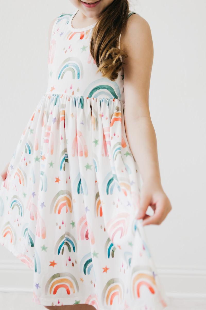 Tonal Rainbow Tank Twirl Dress