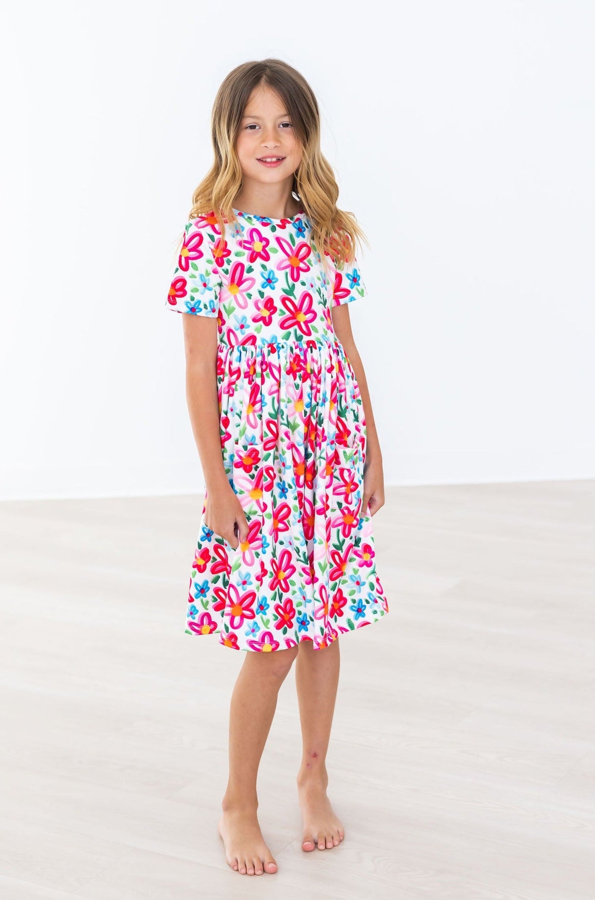 Neon Floral S/S Pocket Twirl Dress