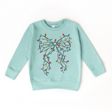 Coquette Bow Christmas Lights Sweater