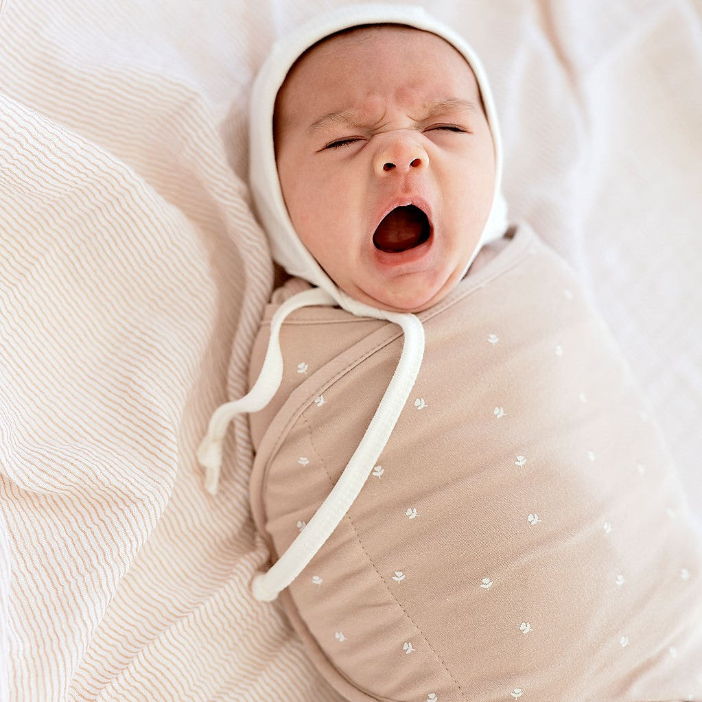 Adjustable Swaddle Blanket - Mauve Tulips & Stripes