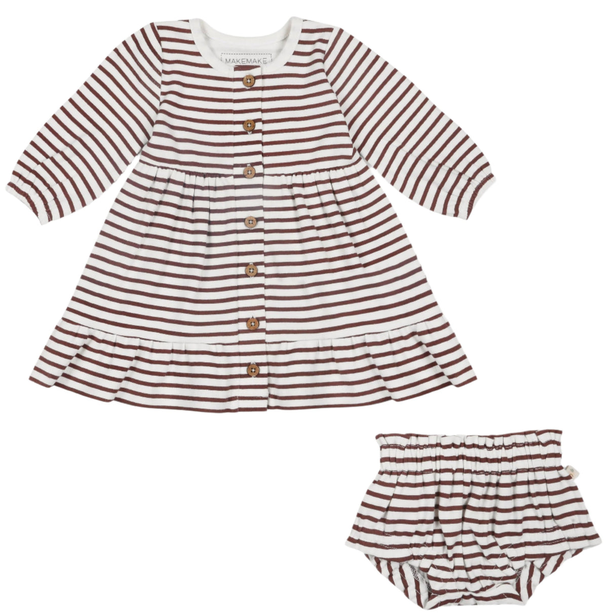 Organic Tiered Dress - Plum Stripes