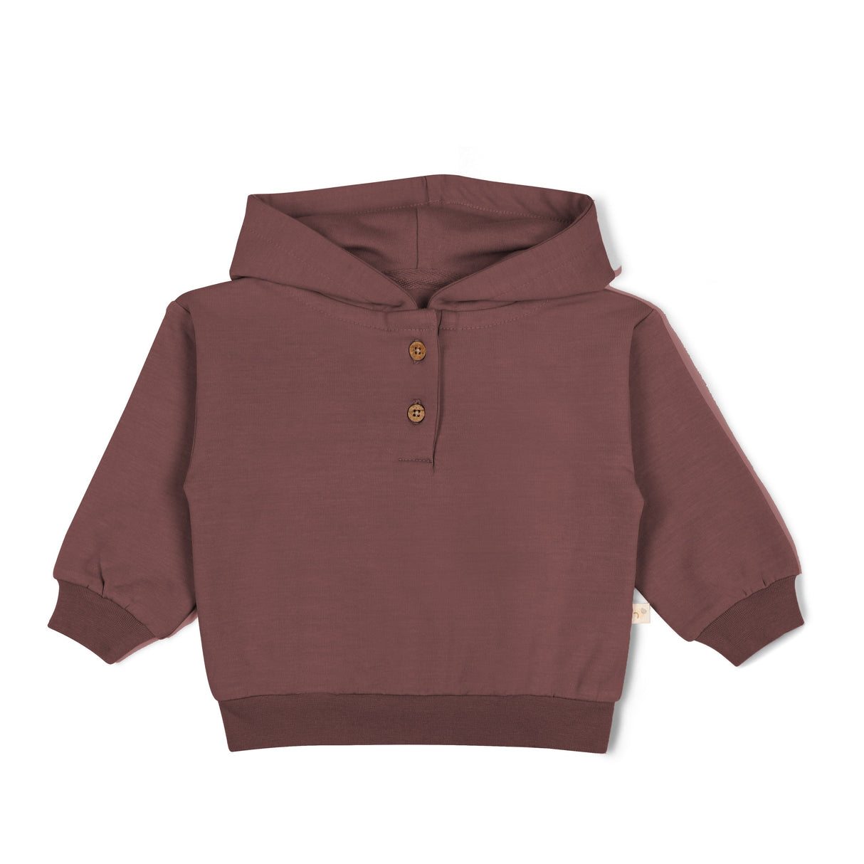 Organic Fleece Henley Hoodie - Plum