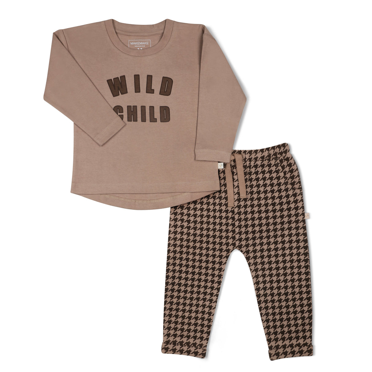 Organic Long Sleeve Tee & Pant Set - Wild Child Placement Tee