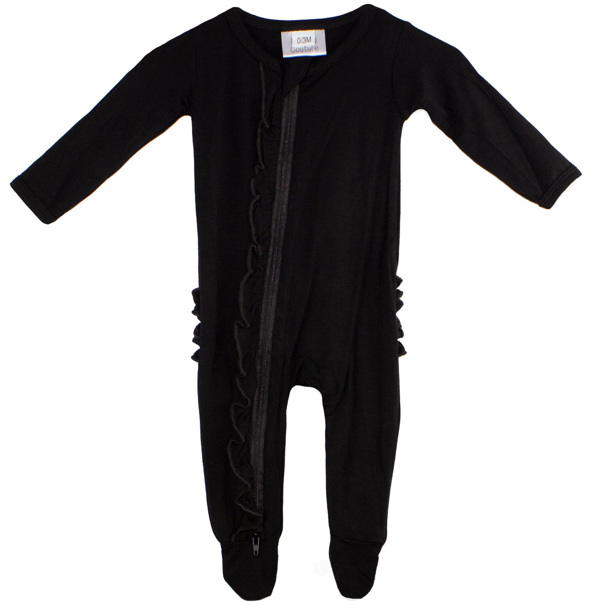 Ruffle 2 Way Zip Romper - Black