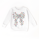 Coquette Bow Christmas Lights Sweater