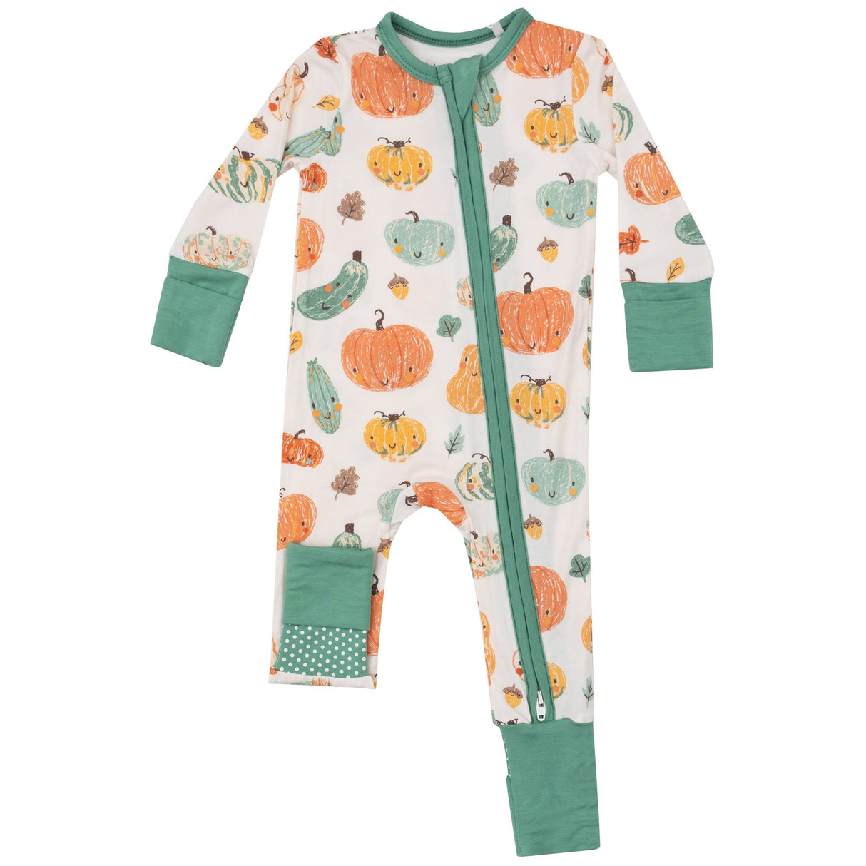 2 Way Zipper Romper - Crayon Pumpkins