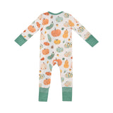 2 Way Zipper Romper - Crayon Pumpkins