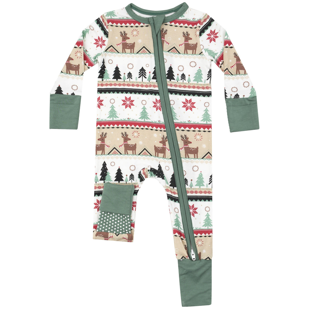 2 Way Zipper Romper - Reindeer Fair Isle