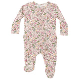 2 Way Ruffle Zipper Footie - Acorn Floral