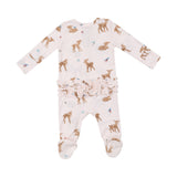 2 Way Ruffle Zipper Footie - Soft Deer