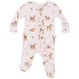 2 Way Ruffle Zipper Footie - Soft Deer