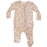 2 Way Ruffle Zipper Footie - Sweet Rose Calico