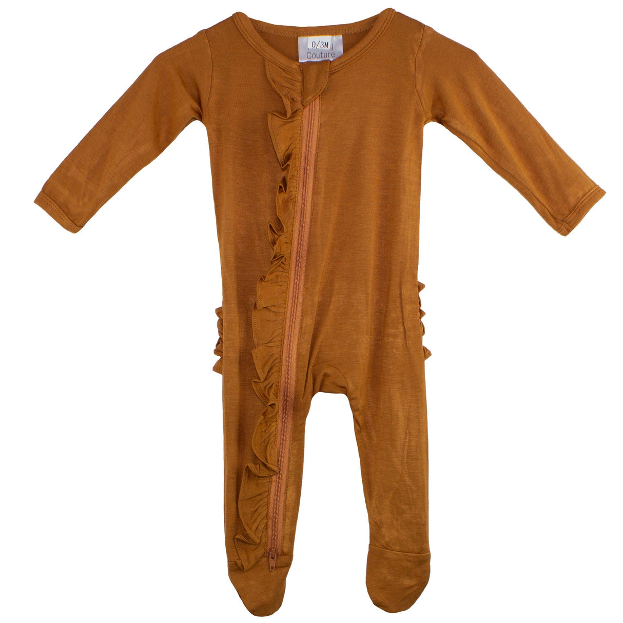 Ruffle 2 Way Zip Romper - Cognac