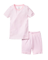 Kid's Pima Snug Fit Pajama Short Set in Pink Stripes