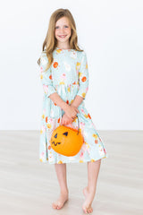 Ghouls Just Want to Have Fun 3/4 Sleeve Pocket Twirl Dress