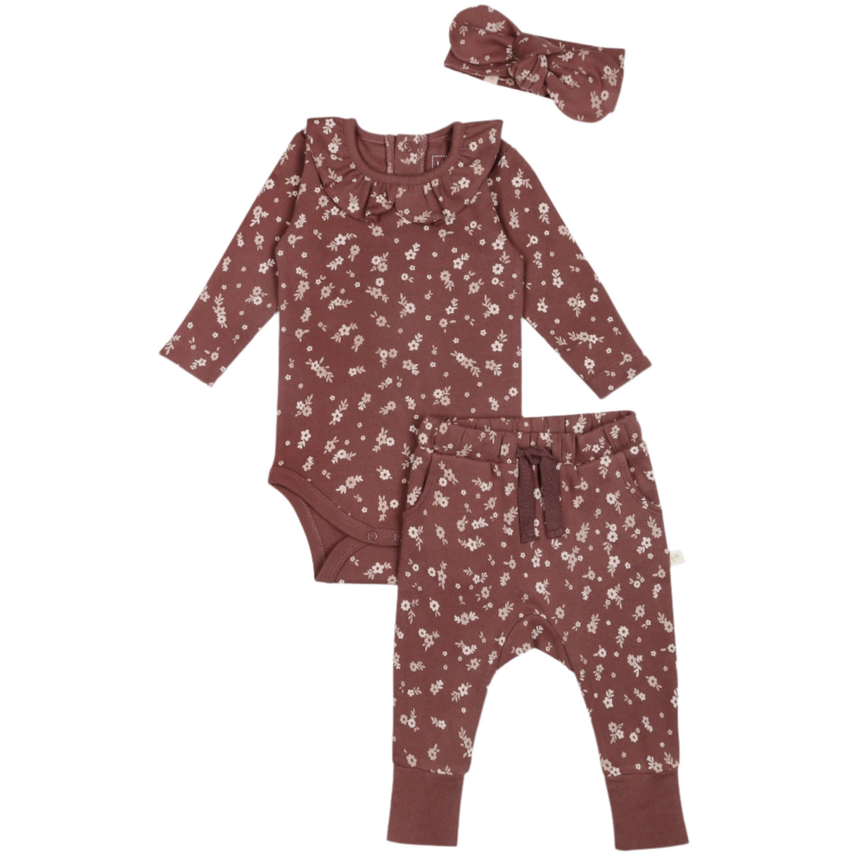 Organic Ruffle Onesie & Pants Set - Winter Bloom