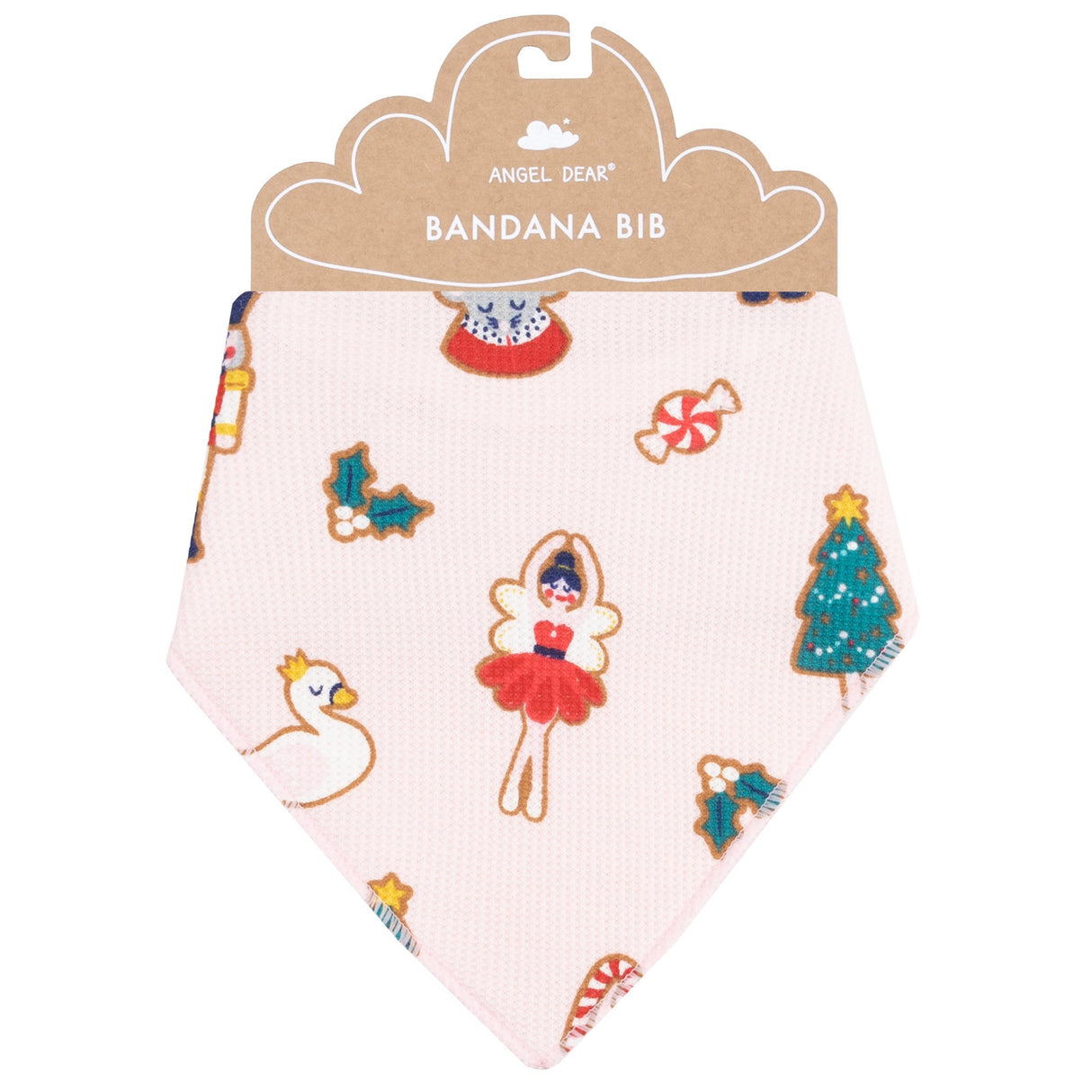 Bandana Bib - Sugar Plum Fairy Christmas Cookie  Pink