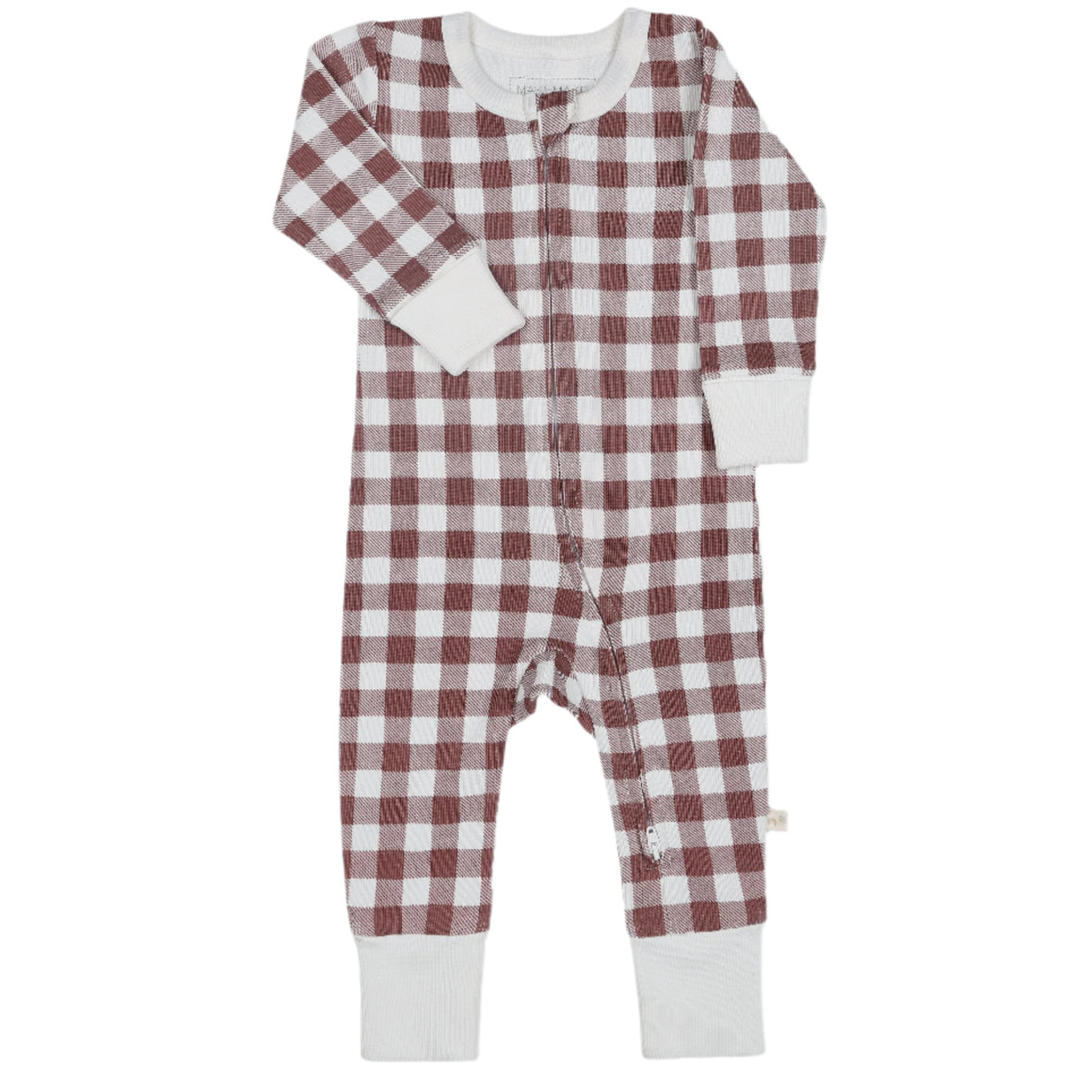 Organic 2-Way Zip Romper - Plum Gingham