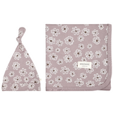 Organic Baby Swaddle Blanket & Hat - Daisies