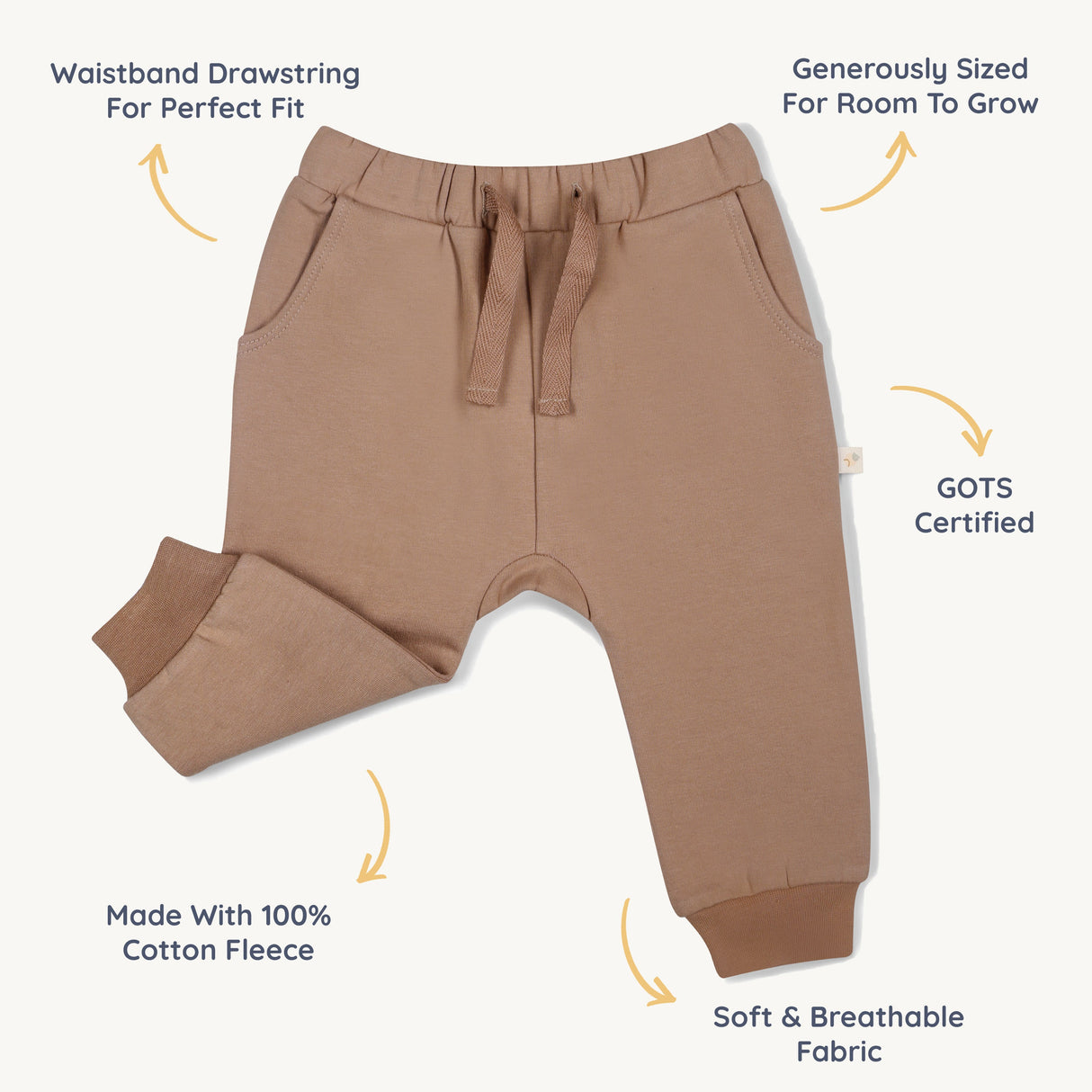 Organic Fleece Jogger Pants - Taupe