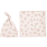 Organic Baby Swaddle Blanket & Hat - Seashells