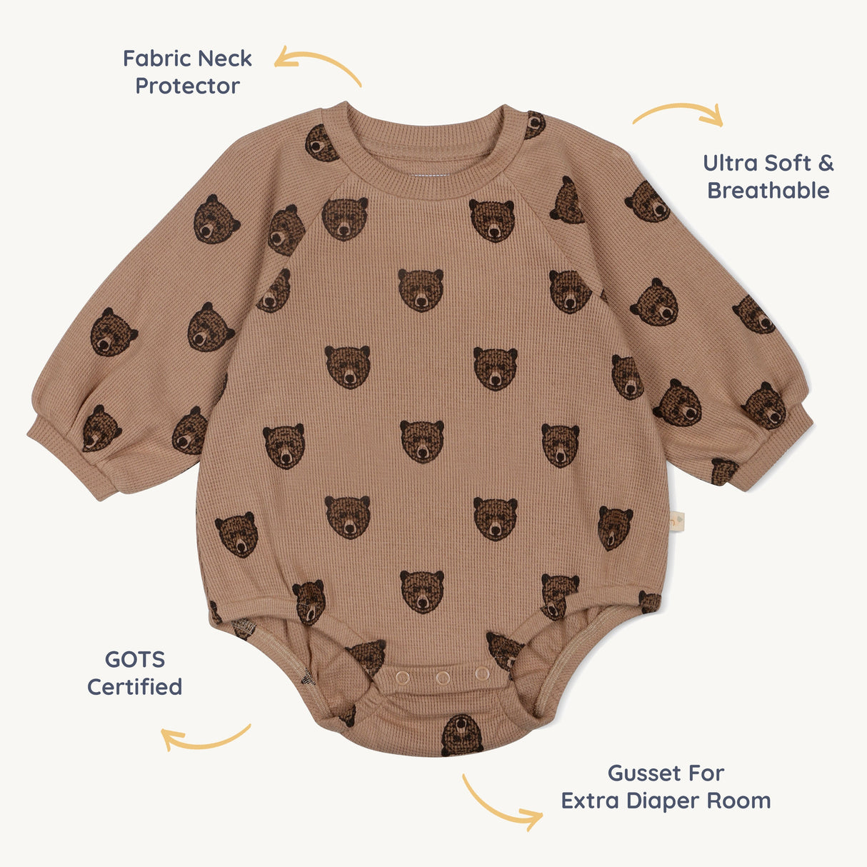 Organic Bubble Romper - Wild Bear