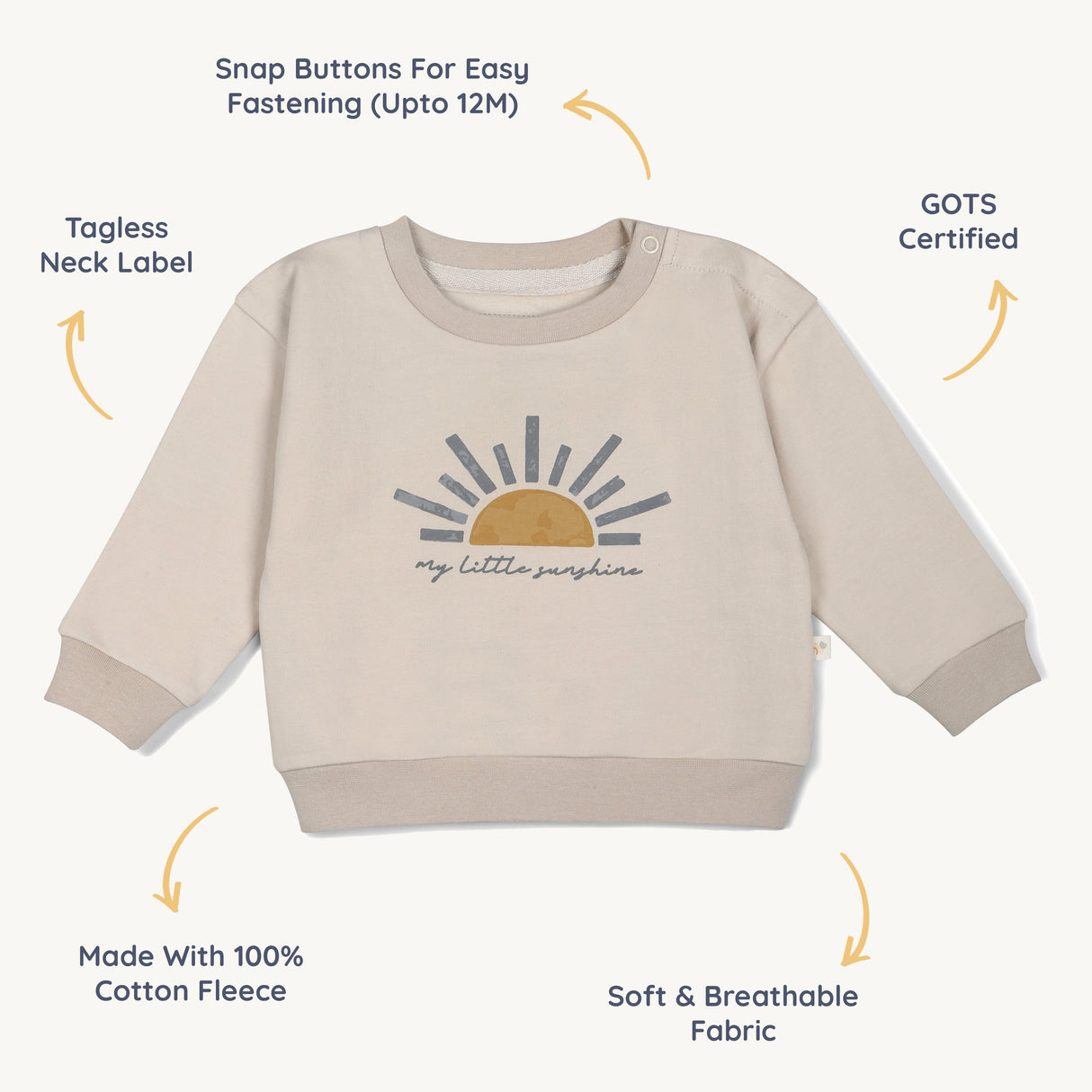 Organic Fleece Sweatshirt - My Little Sunshine