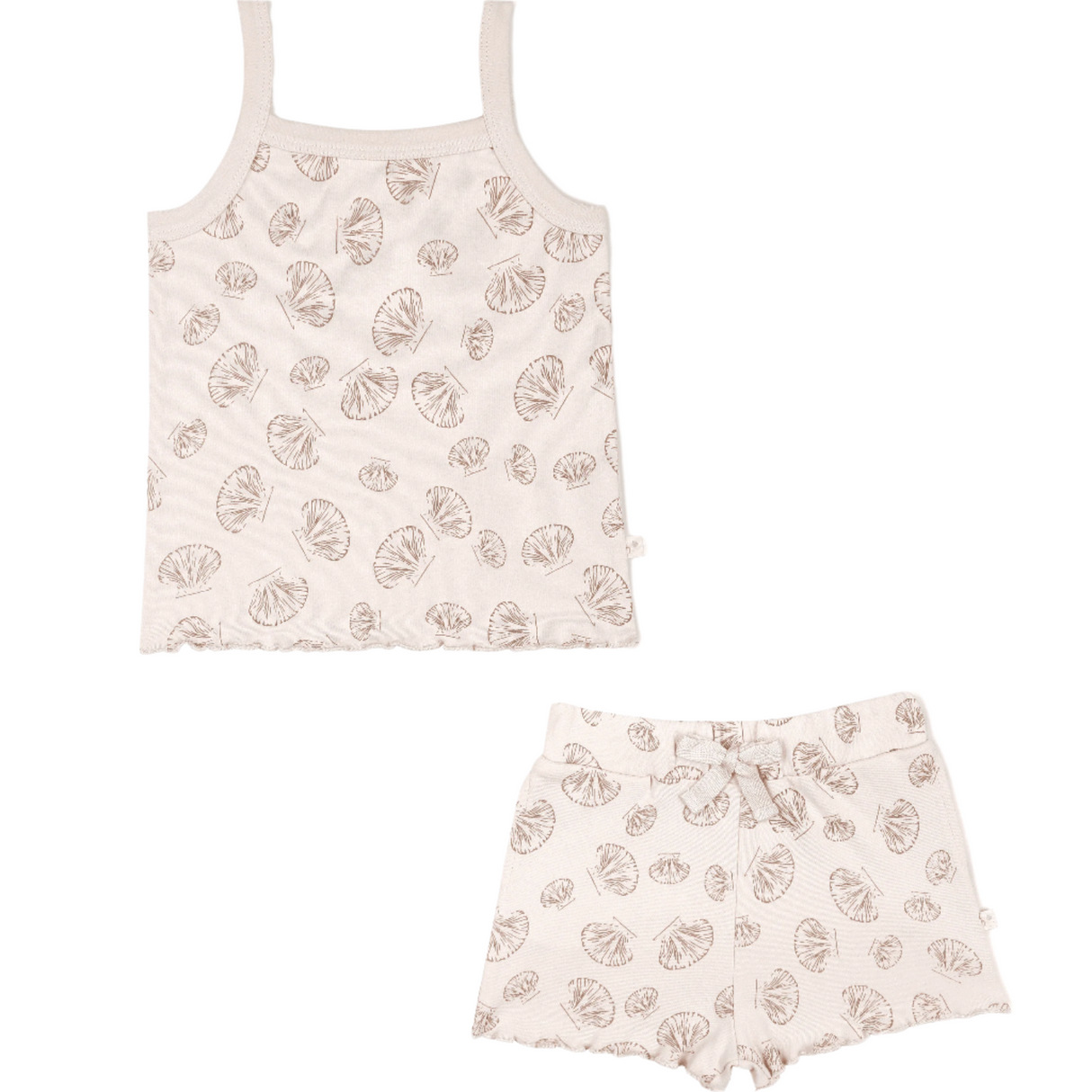 Organic Girls Spaghetti Top & Shorts Set - Seashells