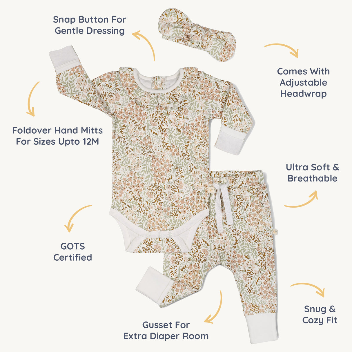 Organic Ruffle Onesie & Pants Set - Gardenia